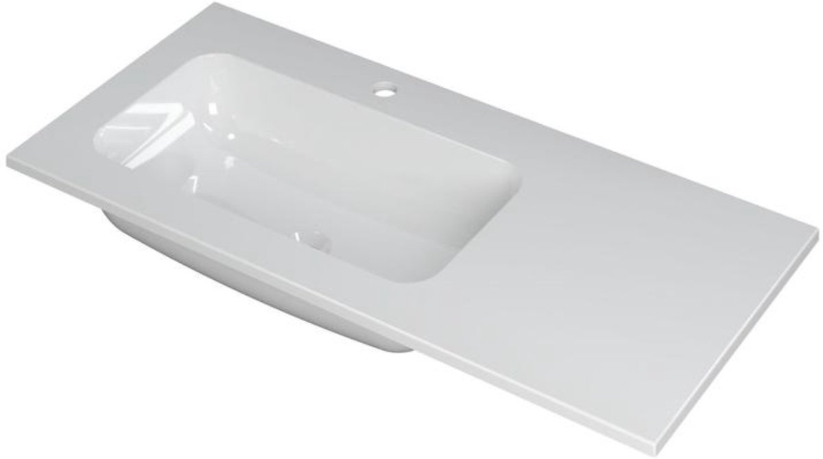 INK Faktor Wastafel Polystone Links met 1 Kraangat - 1000x450x15 mm - Glans Wit