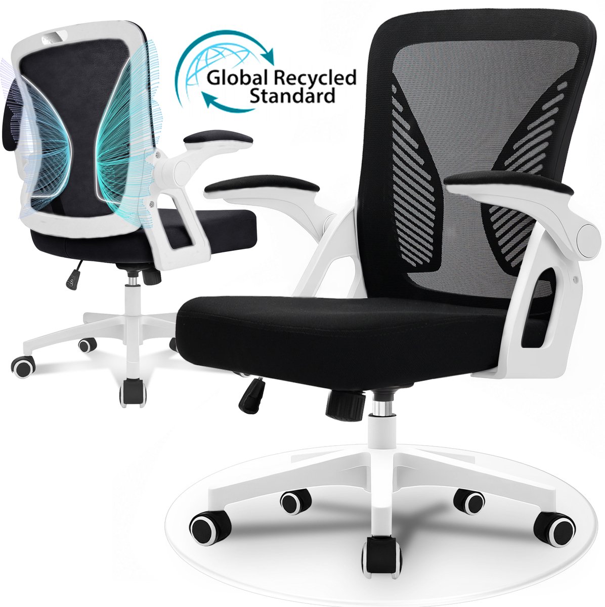 Milacyee Ergonomische Bureaustoel met Mesh Rug & Lendensteun - Milacyee - €65,99