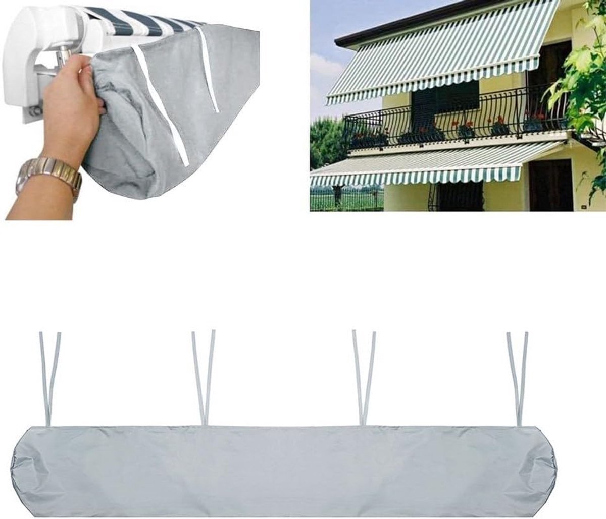 VHV Beschermhoes zonnescherm - Zonneschermhoes - Afdekhoes - Waterdicht - UV-bestendig - Weerbestendig - Voor knikarmscherm - Voor tuin en terras - Universeel - Grijs - 300cm Zwart300