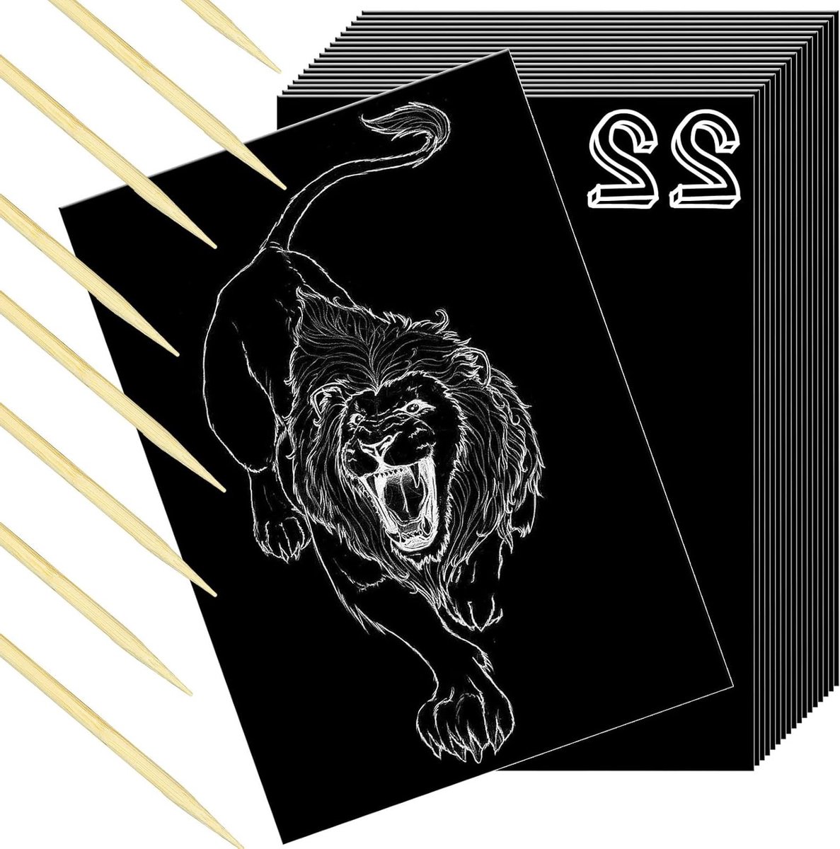 Creatieve Scratchkaarten Set voor Kinderen en Volwassenen - 30 Stuks Zwart Scratchpapier met Houten Pen voor DIY Knutselprojecten en Cadeaus