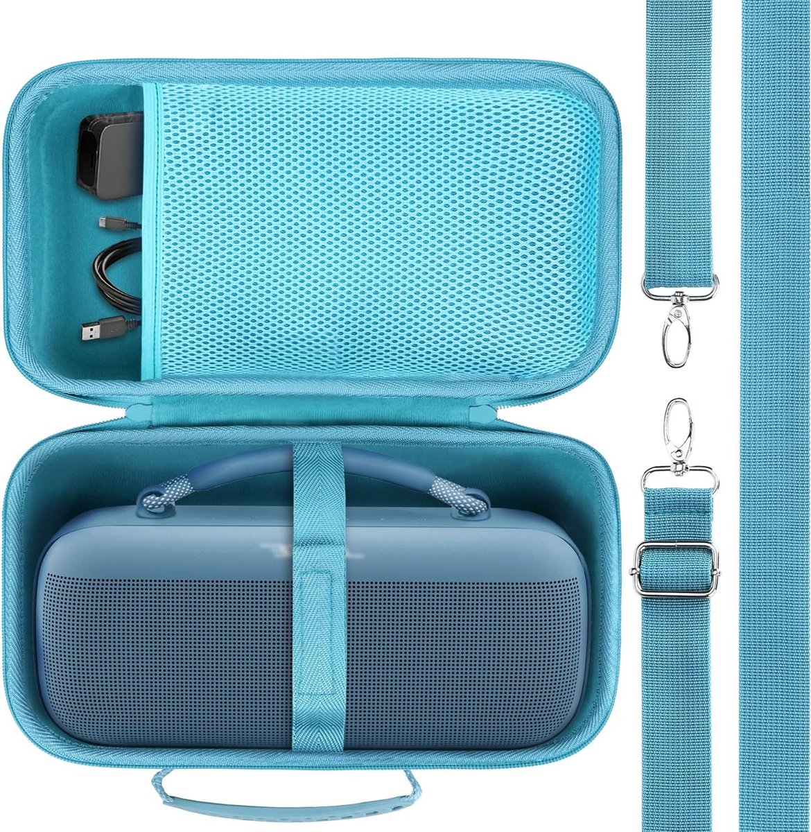 Duurzame Hard Case voor Bose SoundLink Max Draagbare Speaker met Stijlvolle Stone Blue Bescherming