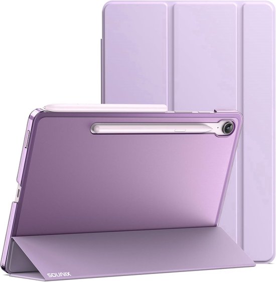 Samsung Galaxy Tab S10 FE / S9 FE Hoes 10.9 inch Paars Transparant Hard PC Back Cover PU Voorkant S Pen Slot
