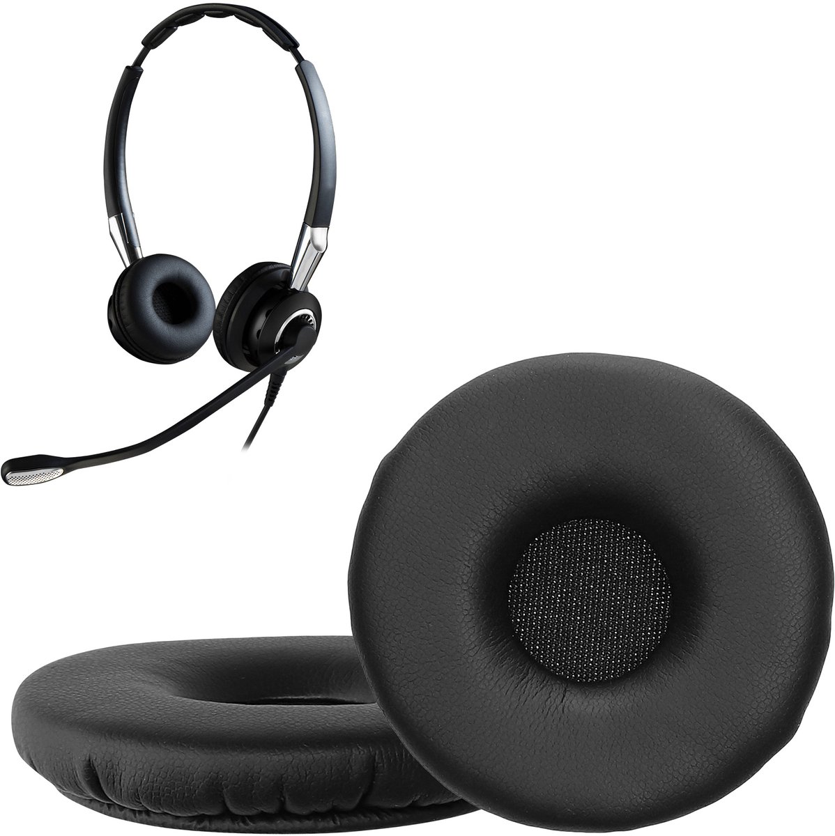 kwmobile 2x oorkussens geschikt voor Jabra Biz 2400 II - Earpads voor koptelefoon in zwart