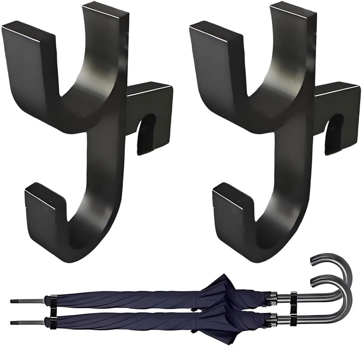 haken voor Auto - Autoparapluhaak - Kofferbakparapluhouder - Umbrella Houder voor Auto - Draagbare Paraplu Clip - Autohaak - Auto Accessoires - Voor bus, camper, roadtrip, kamperen, buitenreizen - 1 paar - Zwart