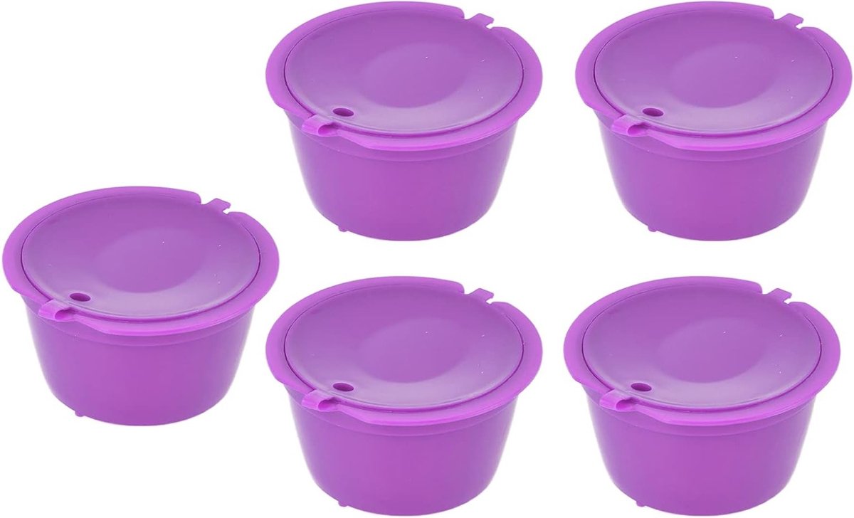 Herbruikbare koffiecapsules 5 stuks met maatlepel geschikt voor Dolce Gusto modellen ideaal voor koffiezetten en milieuvriendelijk gebruik