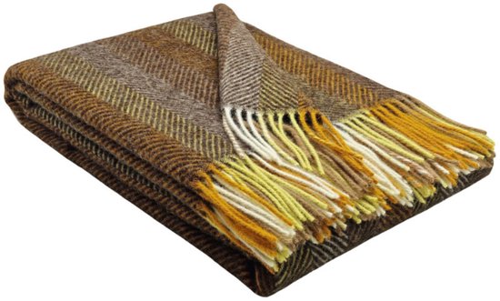 Plaids.shop® Wollen Plaid - PARIS - Bruin-Multicolor XL (140x200cm)
