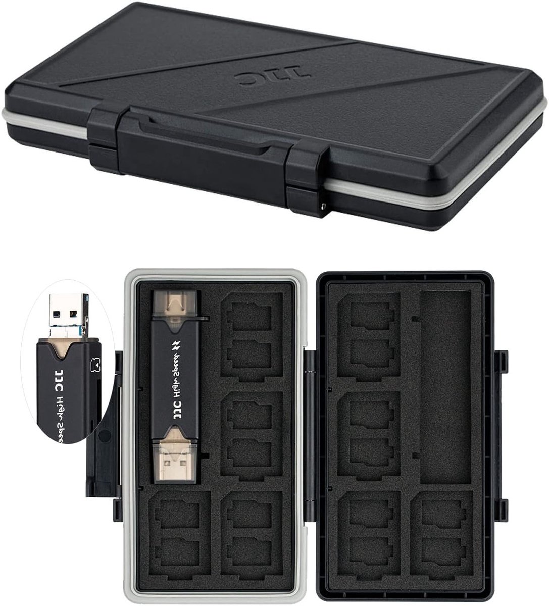 Waterdichte Geheugenkaart Case met 25 Slots en USB 3.0 Kaartlezer voor Micro SD, SDXC en SDHC - Schokbestendige Draagbare Opslagoplossing
