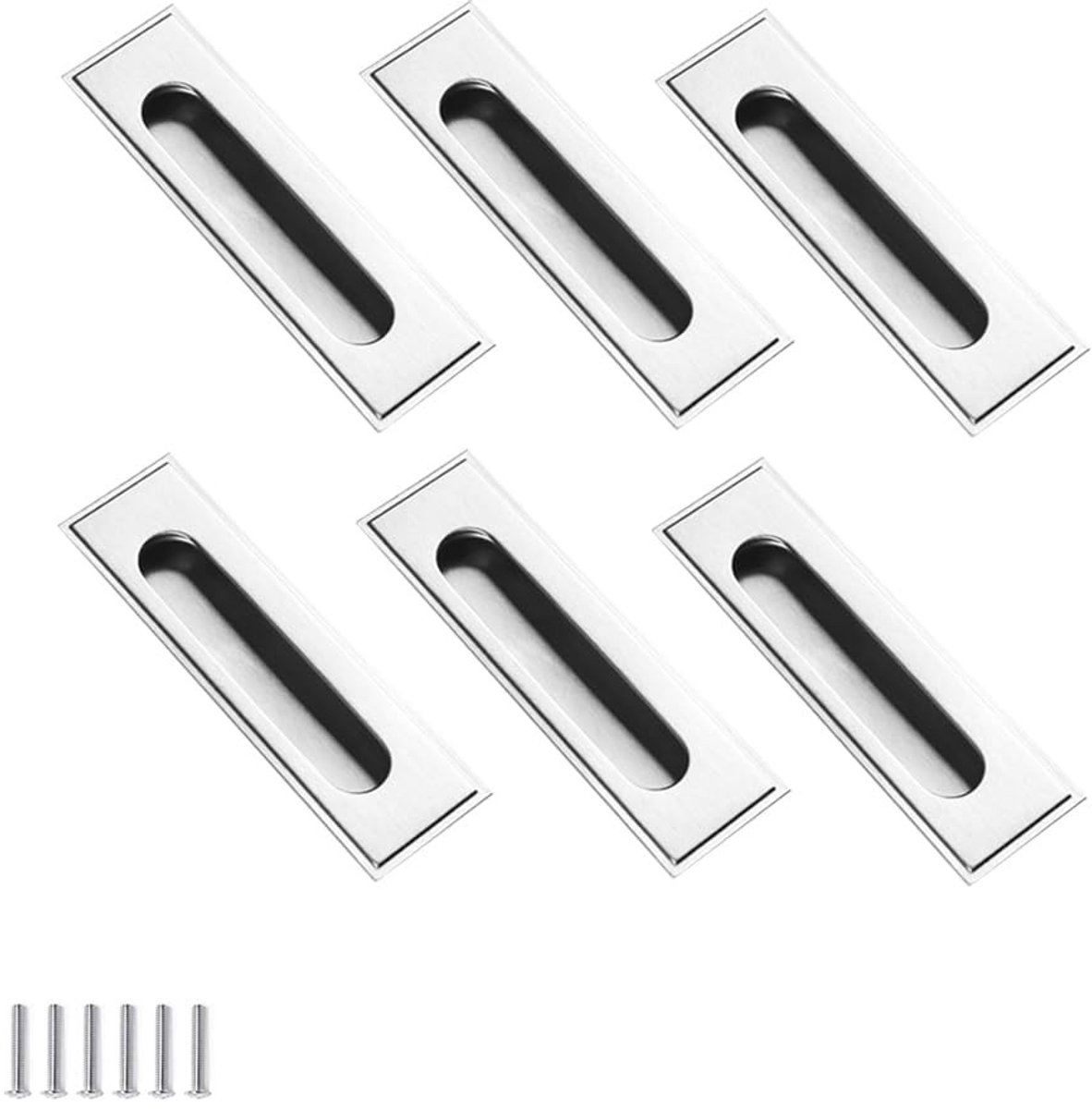 Dailygoody - Verborgen Handvat - Schuifdeur Handgrepen - Roestvrij staal - Inbouw Handvatten - 6 Stuks - Comfortabel en duurzaam