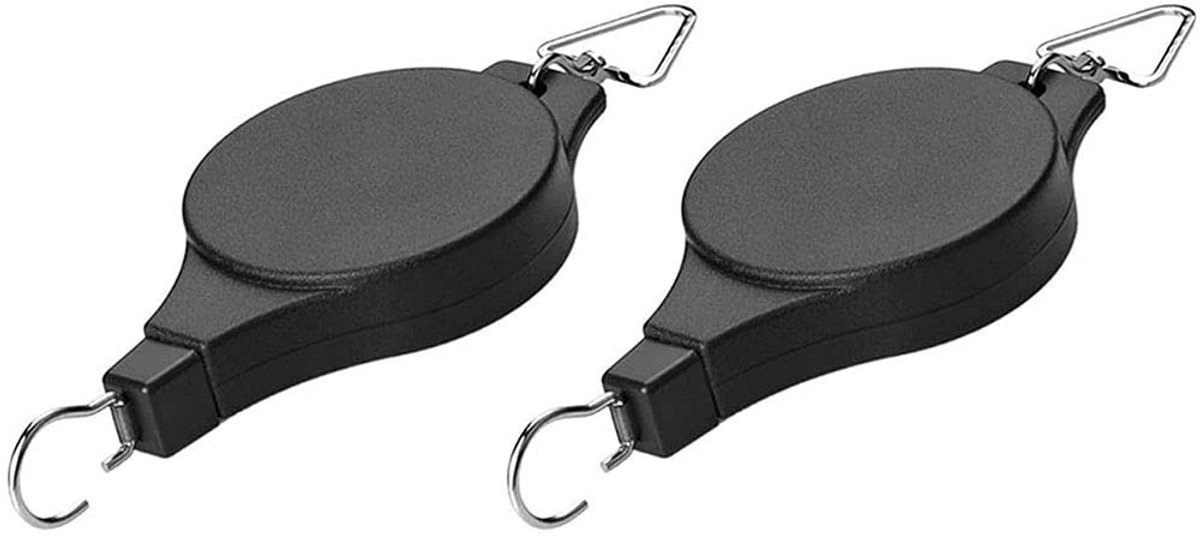 Dailygoody - Plant Katrol - Intrekbare Katrol - Bloem Mand Hanger - Zwart - Hanger voor Potten - Geschikt voor Tuinmanden en Vogels Feeder