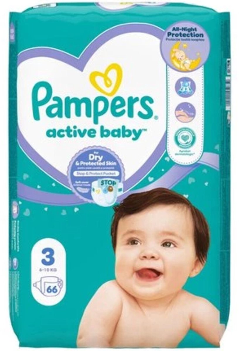 3x Pampers Active Baby Luiers Maat 3 (6-10kg) 66 stuks