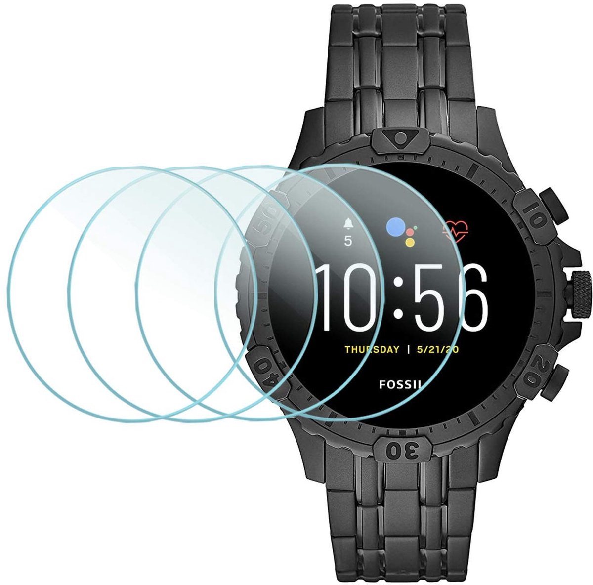 Dailygoody - Gehard Glas - Beschermfolie - 9H Hardheid - Compatibel met Fossil Gen 5 Garrett - Smartwatch Bescherming - Displayfolie - 4 Stuks