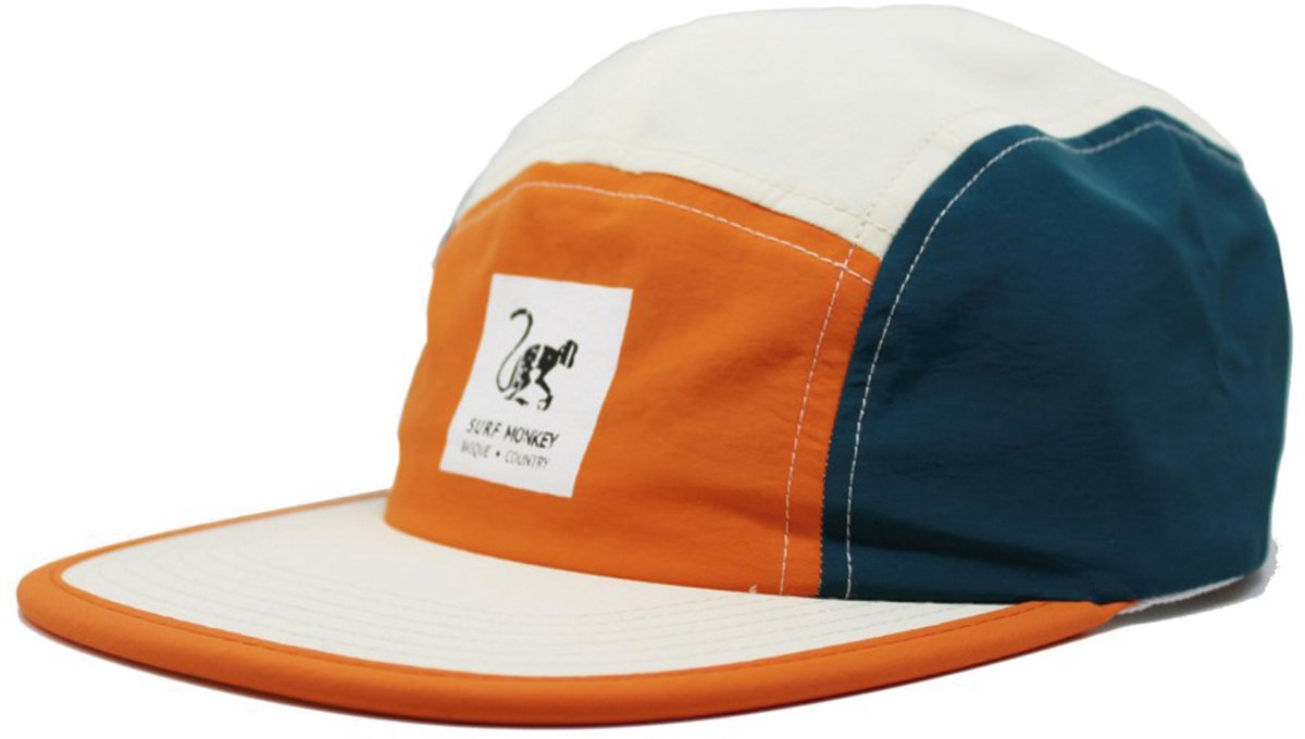 5-panel strapback pet - Waterbestendig / Volwassenen / One size (Oranje/Blauw)