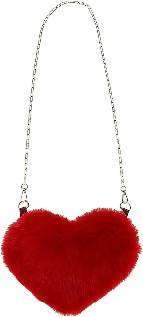 Rode harttas voor dames, schattige pluche handtas voor carnaval en Valentijnsdag, perfect als kostuumaccessoire met hartjesdesign