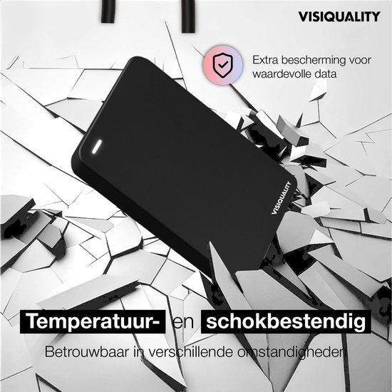 VisiQuality High-Speed Externe Harde Schijf 750 GB - Draagbare Harde Schijf USB 3.0 - Voor Windows & Mac - Geschikt voor Gameconsoles - Compact - Met handleiding - Zwart — afbeelding 5