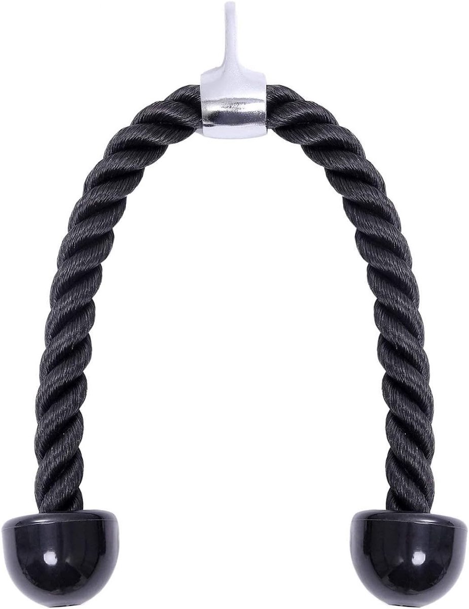 Dailygoods- Tricepskoord 70 cm - Nylon Kabel - Rubberen Handgreep - Schouder/Borst/Buiktraining - Maximaal Draagvermogen 150 kg - Flexibele Grip - Fitnesskoord
