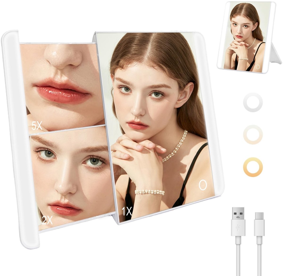 Cosmeticaspiegel met LED verlichting en vergroting voor make-up