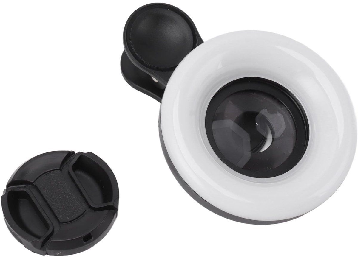 Dailygoody - Invullicht voor Mobiele Telefoon - 15x Macrolens - Draagbaar Oplaadbaar Selfie-ringlicht - 3 Kleurentemp Dimming - Geschikt voor Android