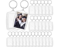 50 Stuks - Foto sleutelhanger - Lege Foto Lijst Sleutel Hangers - Doorzichtig Fotol Sleutel Hangers - Fotolijstje - Fotodisplays - Transparante Sleutelhangers voor Foto inleg - Voor Foto's van 1,3 x 1,8in - Rechthoek