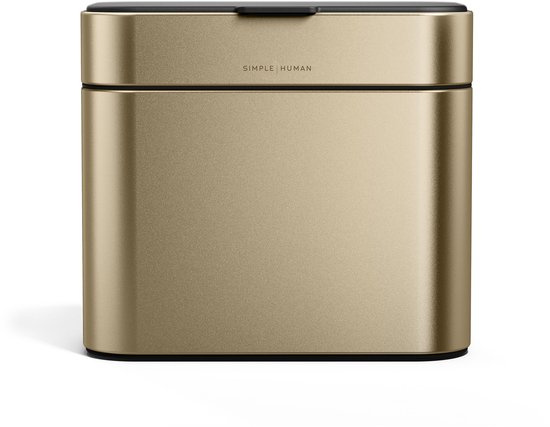 Matgouden, rechthoekig 4L compostbakje met zwart deksel en Simplehuman-logo.