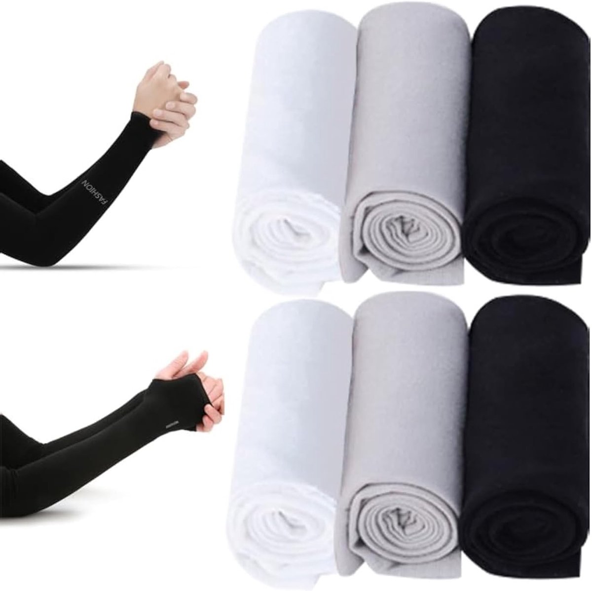 6 Paar UV-beschermende Arm Sleeves voor Koeling en Ademend Comfort voor Outdoor Activiteiten zoals Fietsen, Autorijden en Wandelen