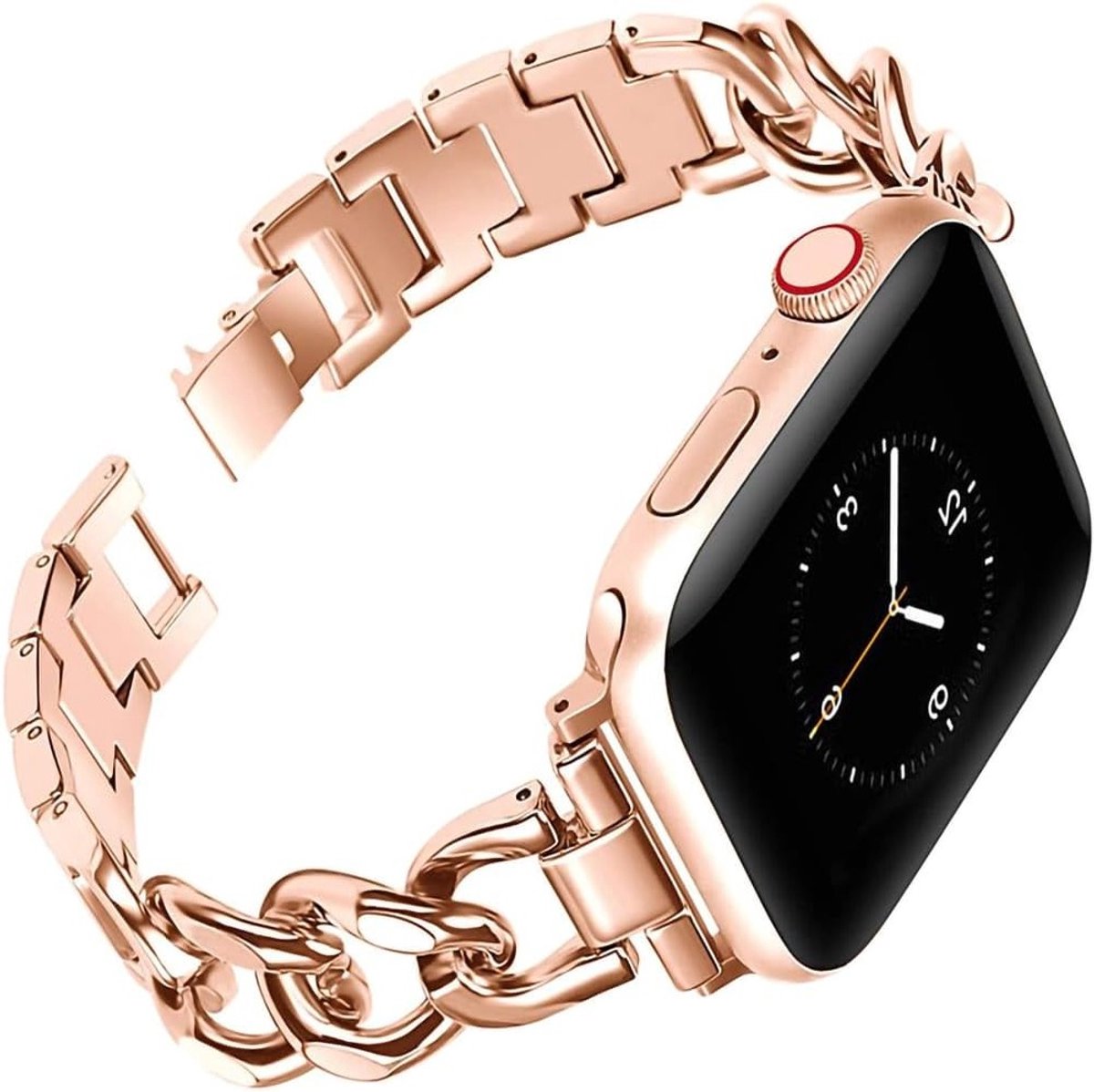 Elegante metalen polsband voor Apple Watch 38mm, 40mm, 42mm en 44mm, vouwsluiting, roestvrijstalen sportloop, damesarmband voor stijl en comfort