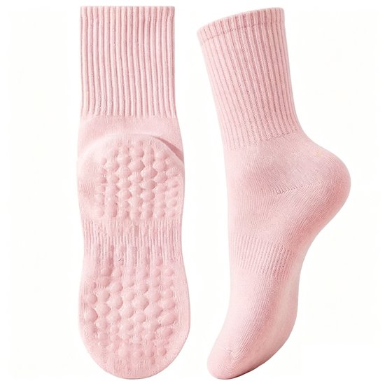 4 Paar - Dames Antislip Yoga Pilates Sokken - Roze - Antislip sokken - Polyester - Ademend sokken - Yoga Sokken - Voor Ballet, Dans, Fitness & Dagelijkse Workouts van Merkloos — afbeelding 3