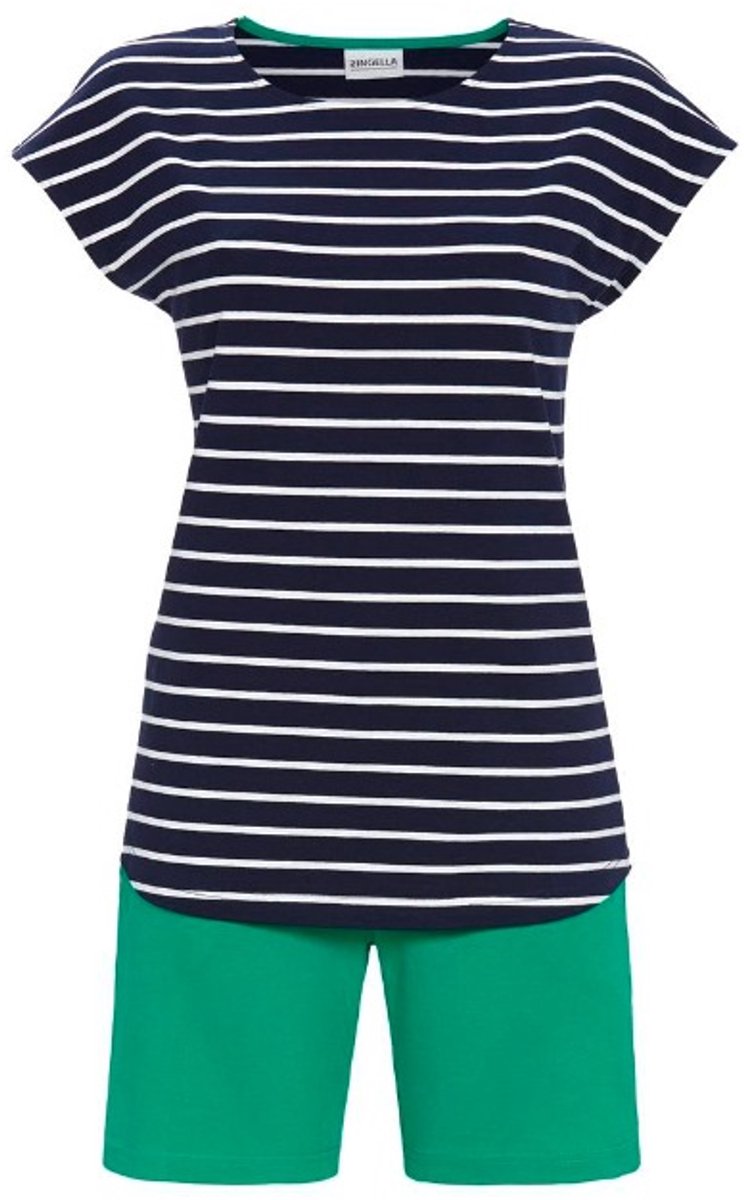 Ringella Katoenen shortama nachtblauwe strepen - Blauw - Maat - 38