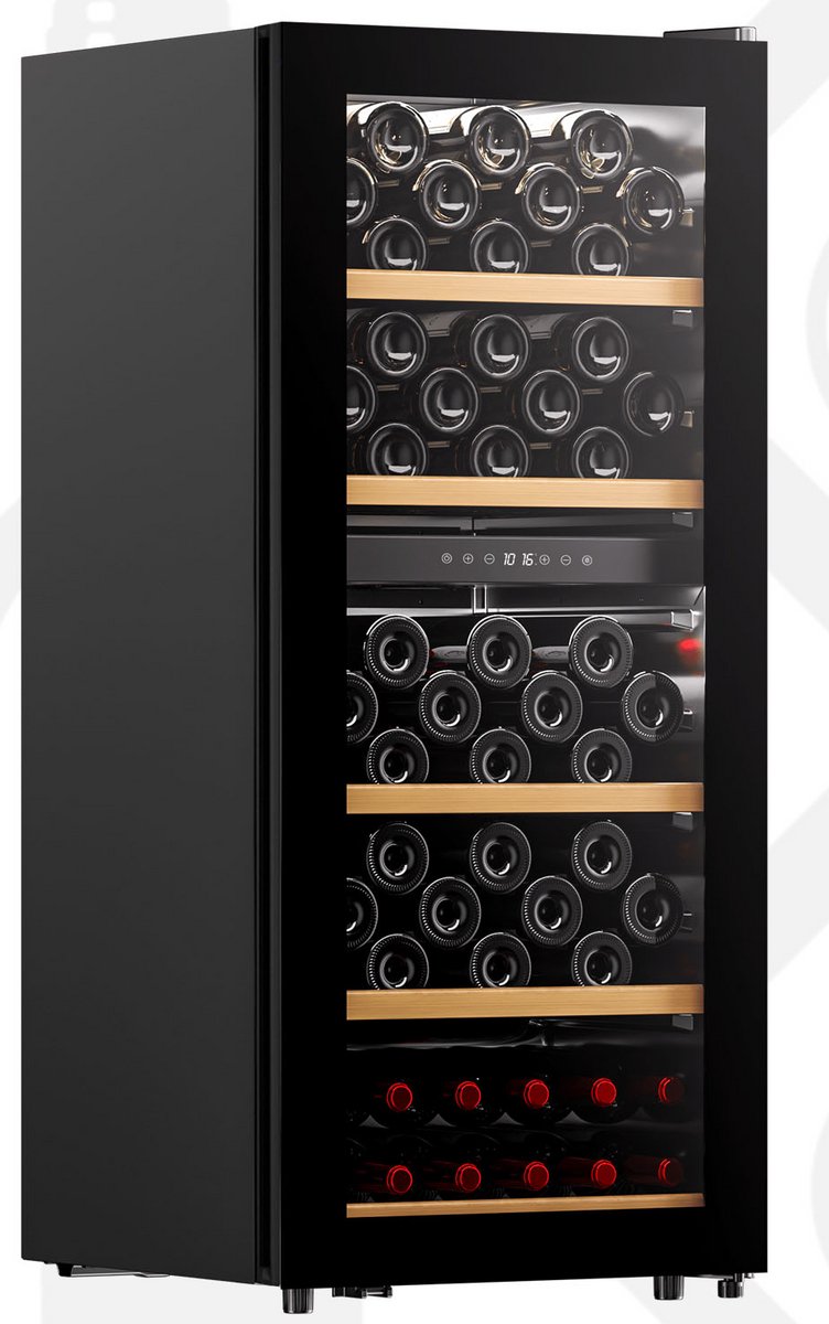 La Réserve RWC296FN1- Wijnkoelkast 96 flessen – 2 zones – Vrijstaand – LED display – Zwarte glazen deur – Stil (38 dB) - Deur omkeerbaar