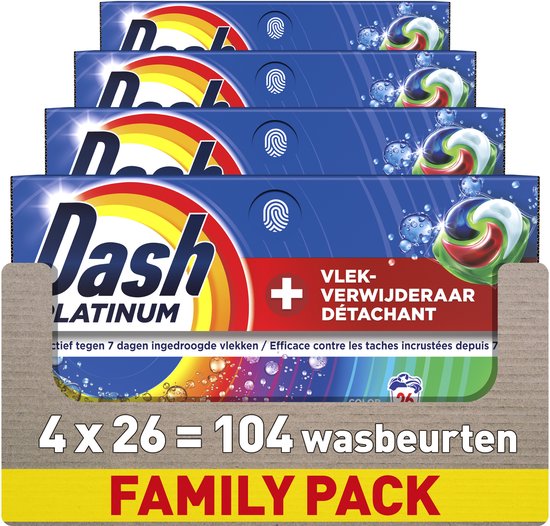 Capsules de lessive Dash PODS® - + élimination supplémentaire des taches couleur - 4 x 26 lavages