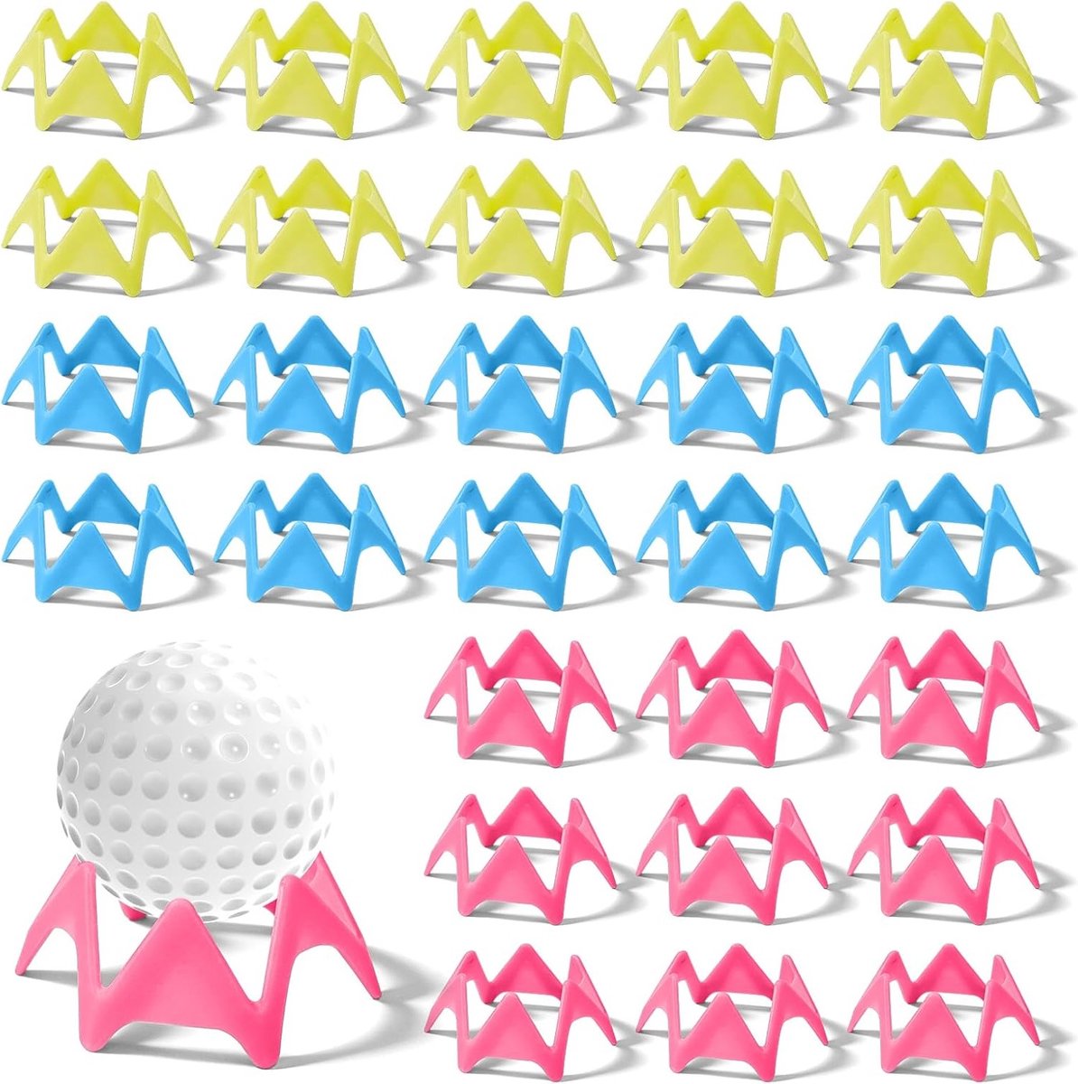 30 Stuks Golf Tees - Plastic Golf Tees voor Simulator, Multicolor Ontwerp, Geschikt voor Binnen en Buiten, Golf Accessoires voor Driving Range en Golfbaan
