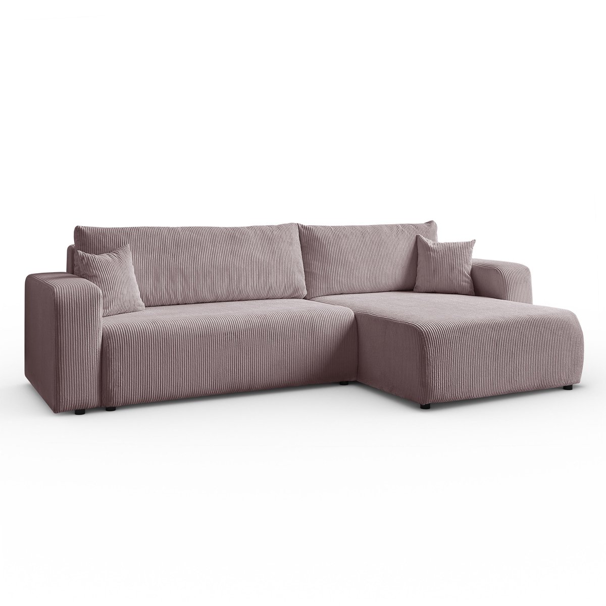 Hoekbank Sofia L-vormige, 277 x 143 cm met Slaapfunctie en Opbergbak, Bank, Corduroy, Slaapbank, Universele Bank, Poederroze