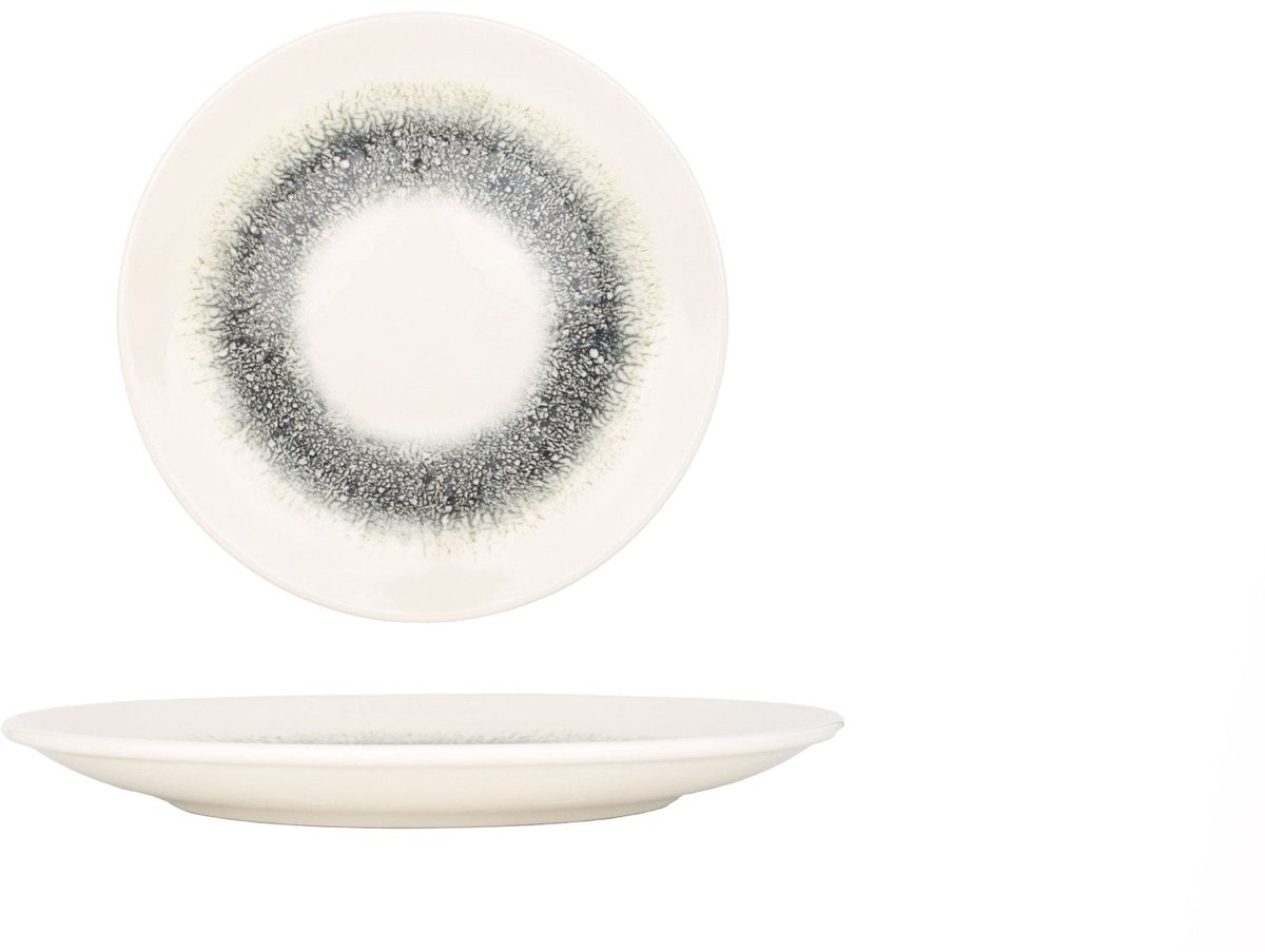 Kütahya Porselen Dessertbord - Black Ice - Porselein - 23 cm - set van 6
