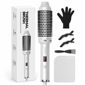 CASSICO® Thermal Brush 3-in-1 - Keramische Warmteborstel - Krulborstel Hitte Borstel in 1 - Krultang - Fohnborstel en Airstyler Alternatief - Zilver - Incl. Accessoires