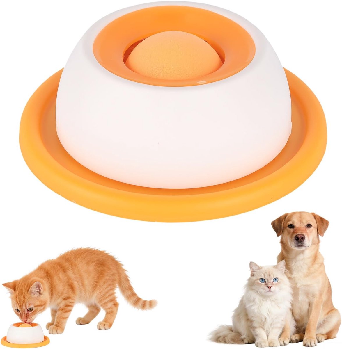 Slow Feeder Bowl voor Honden en Katten - Bak voor kattenAntikantelbare Kattenlangzaamvoerbak - Interactief Likvoerbord - Antislip - Voor Katten & Puppy's