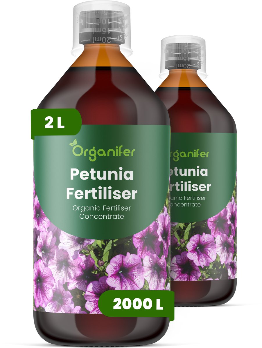 Vloeibare Meststof Voor Petuniamest 2X1 L Voor 2000 L - Npk 2-1-8 - Bevordert Onafgebroken Bloei En Een Hoge Knopproductie - Versterkt Wortelontwikkeling Voor Hitte- En Droogtetolerantie - Perfect Voor Alle Petuniavariëteiten - Organifer