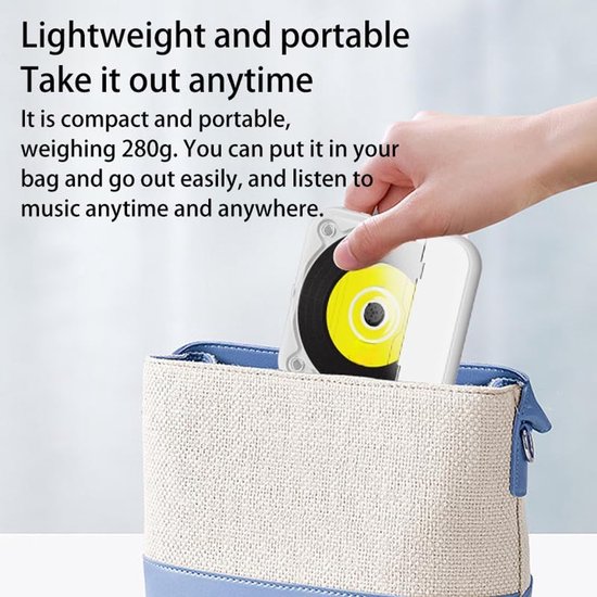 Draagbare Bluetooth CD-speler - USB-C Snelladen - Ultradun & Compact - Ondersteunt MP3 & WMA - 1200mAh Batterij - Incl. AUX - Zwart — afbeelding 5