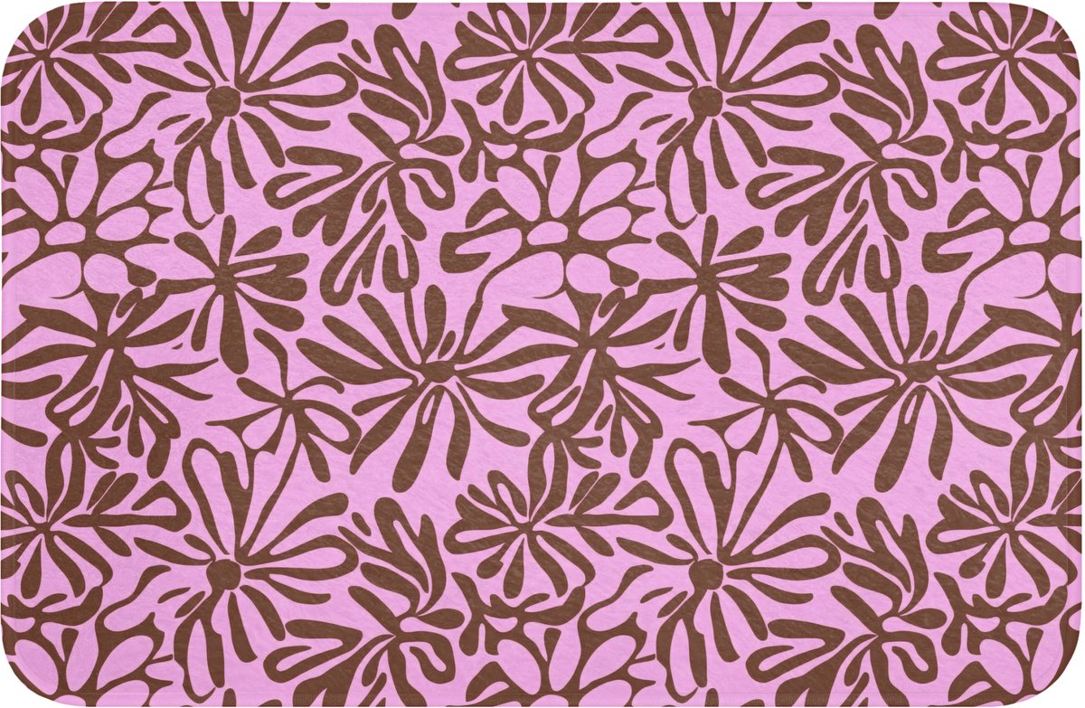 WC mat 60x40 cm - Antislip - Organisch - Patroon - Roze - Toiletmat - Vloermat - Douchemat