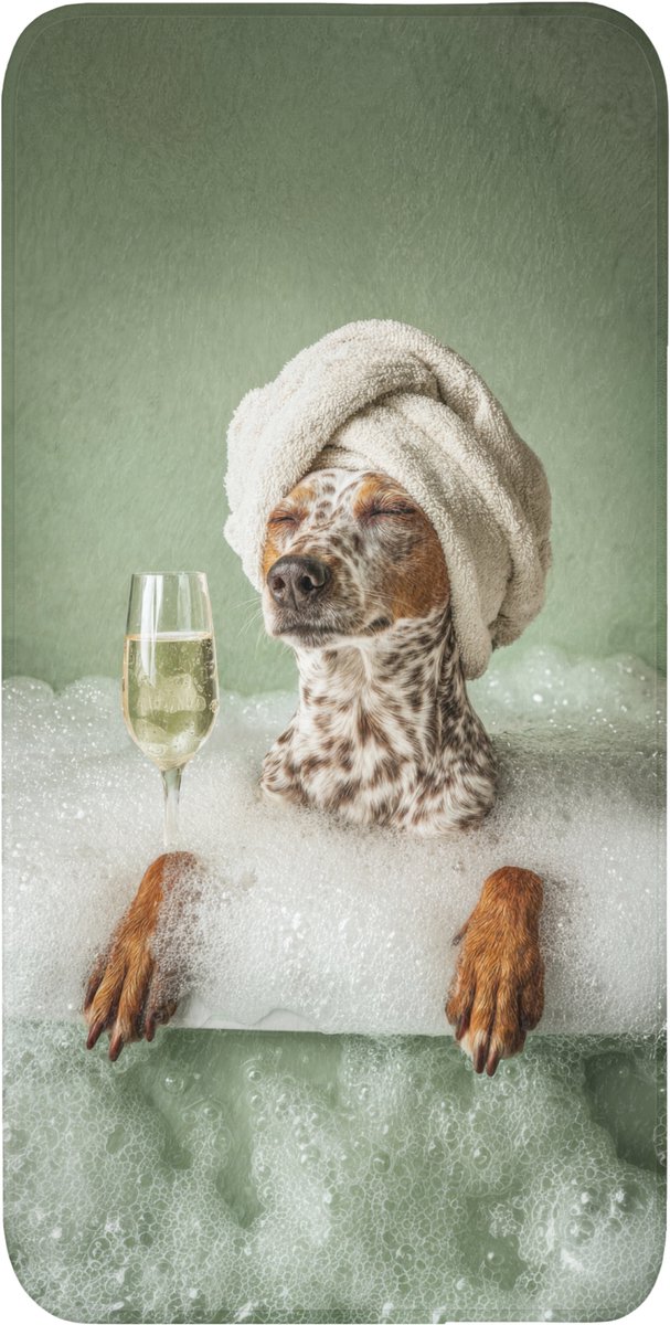 Badmat 60x120 cm - Antislip - Hond - Bad - Champagne - Handdoek - Badmatten voor badkamer - Badkamermat - Douchemat - Badkamer mat