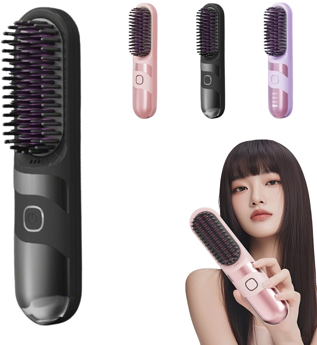 carmdering - Stijltang - Kort Haar Stijltang - Oplaadbare Stijltang - 3 temperaturen (160-200°C), zwart, 30 sec opwarmen - Brandveilig, draagbaar, lichtgewicht - Perfect voor thuis, reis en cadeau