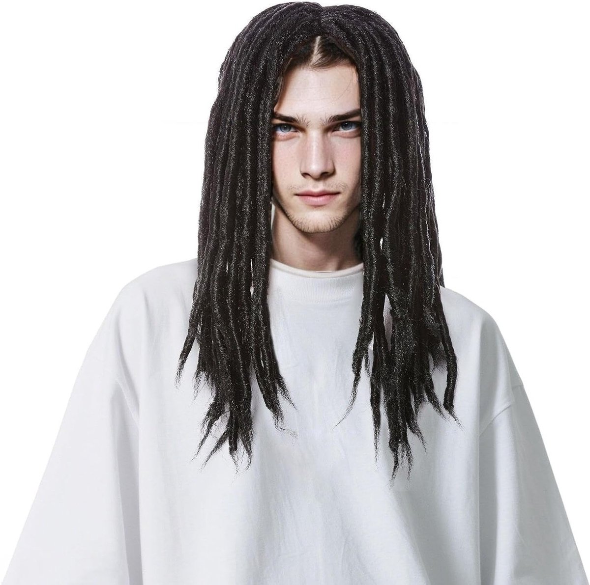 Dreadlocks Twist Gevlochten Peruk voor Volwassenen, 20 inch Rasta Haar voor Feest, Halloween en Piratenkostuum Accessoire