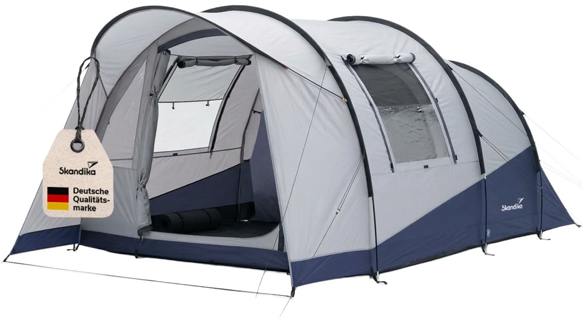 Skandika tunneltent Isken 3 - Kampeertent voor 3 personen, ramen met muggennet, ingenaaid grondzeil, zwarte slaapcabine, waterdicht met een waterkolom van 3000 mm, luifel | Tent kamperen, festival, outdoor