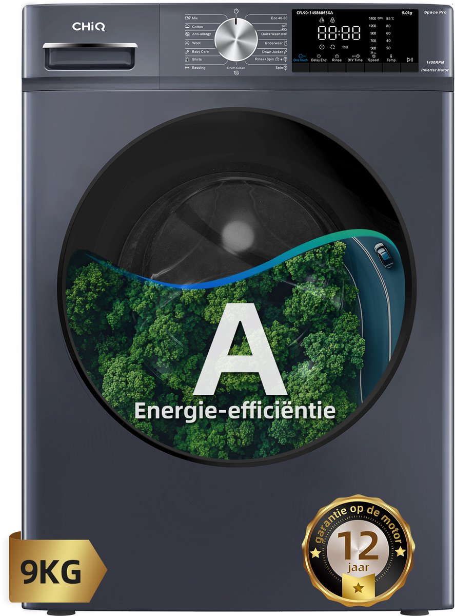 Bol.com CHiQ CFL90-14586IM3XA - Wasmachine - 9 KG - Space Pro - 16 programma's - AI Smart - Stoomwassen & Quick Wash - 12 jaar g... aanbieding