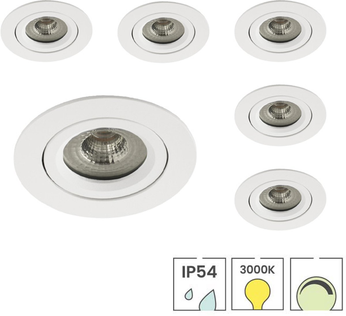 Lybardo - Lage Inbouwspots - 6-pack - 5W - Dimbaar - Waterdicht - Spotjes Inbouw