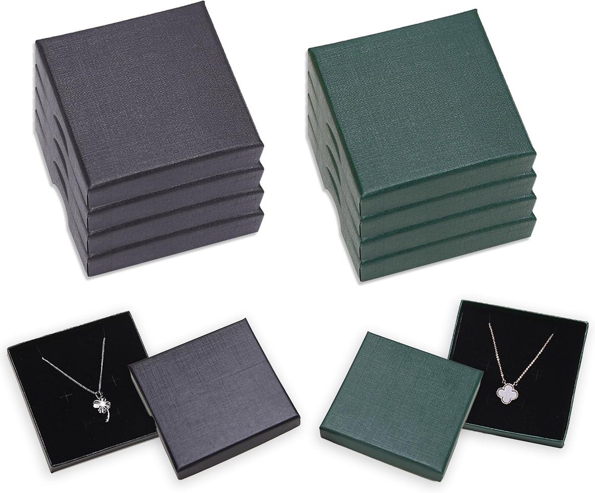 Elegante Geschenkdoos voor Sieraden - 8 Stuks, Compacte Zwarte en Groene Opbergdoos voor Armbanden, Ringen en Oorbellen Organiseren