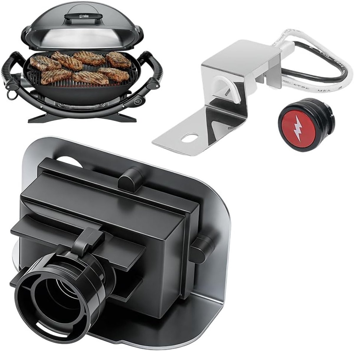 Vervangingsset voor elektronische ontsteking van gasbarbecue met voorste branderknoppen, ideaal voor buitenkoken en BBQ-accessoires