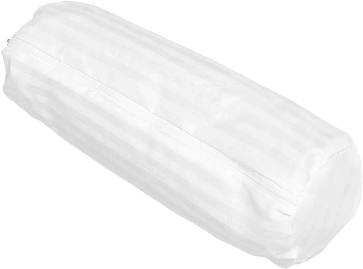 Cilindervormige reiskussenhoes voor neksteun, ronde kussenhoes van stof in wit, comfortabel en ademend