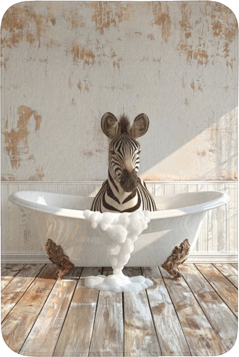 WC mat 60x90 cm - Antislip - Vintage - Zebra - Wilde dieren - Badkuip - Toiletmat - Vloerm