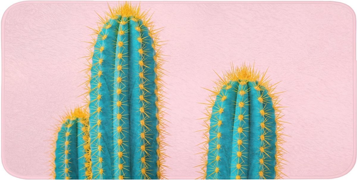 Badmat 120x60 cm - Antislip - Cactussen - Modern - Pastel - Badmatten voor badkamer - Badkamermat - Douchemat - Badkamer mat