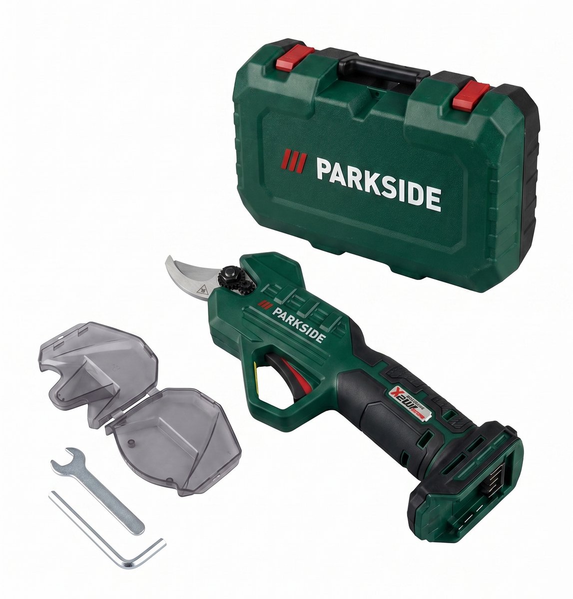 PARKSIDE® Accu-snoeischaar 20 V zonder accu - Snijcapaciteit: max. 28 mm in zachthout / 15 mm in hardhout - Accessoires: 1x Inbussleutel met kruiskopschroevendraaier, 1x Moersleutel, 1x Beschermhoes