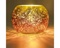 Oranje theelichthouder van mondgeblazen glas voor sfeervolle verlichting
